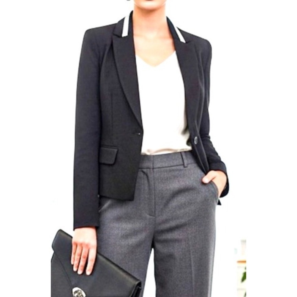 CABI Blazer Jacket Knit Black Double Breasted Cropped  Size 6 NWOT‎